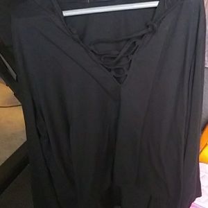 Black lace up front hoodie